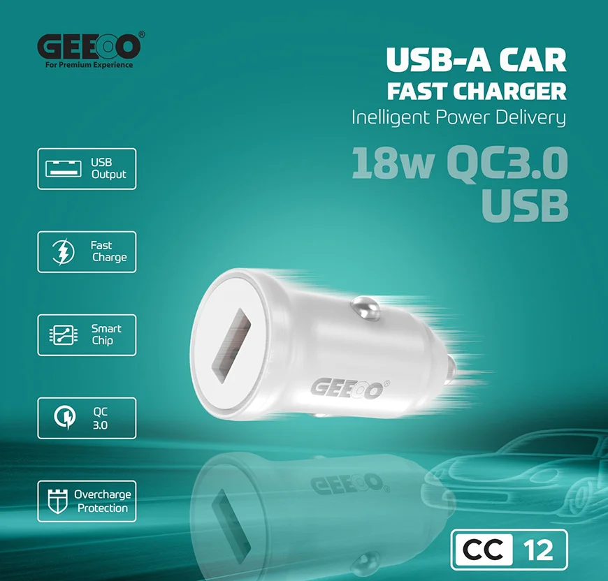 GEEOO CC12 USB-A Car Fast Charger